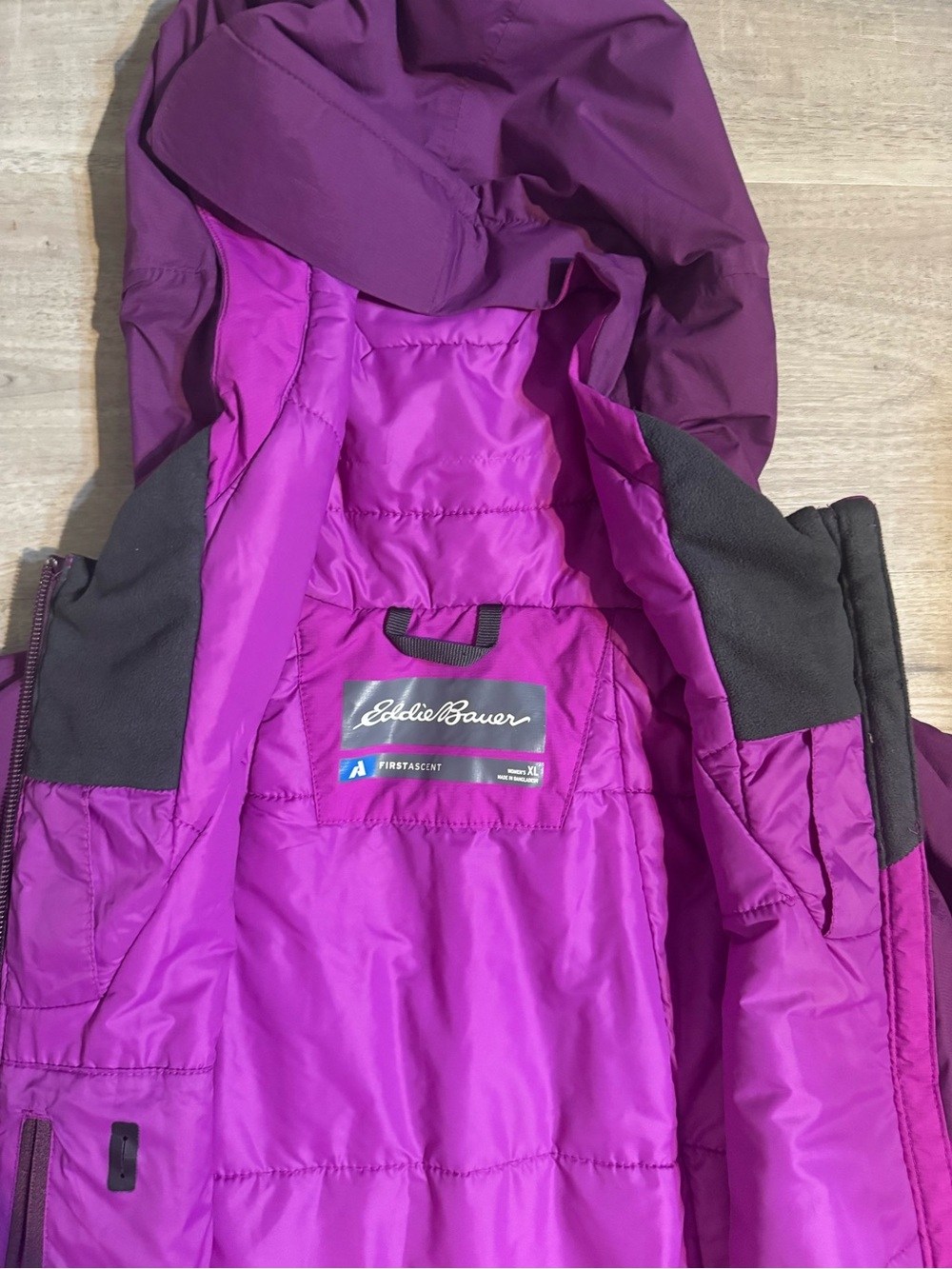 Eddie Bauer Women’s XL Purple Pink Hooded Outdoor Jacket - Picture 7 of 13